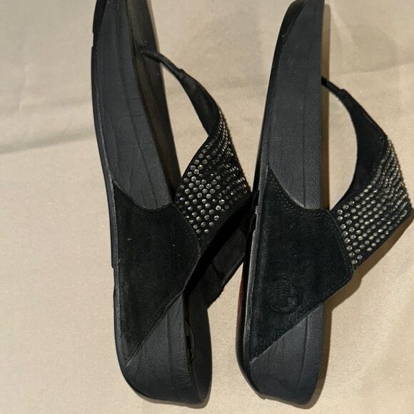 Fitflop Black Sparkly Slide Sandals Size 10 - Picture 6 of 10